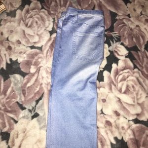 The children place fake jean with fake patches